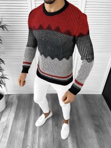 Pulover barbati gros slim fit rosu T3626 I19-6*