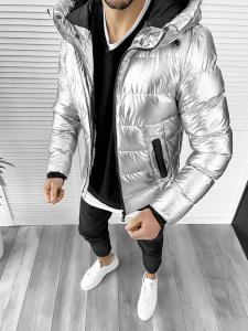 Geaca barbati groasa de iarna gri deschis IMBLANITA 1009a