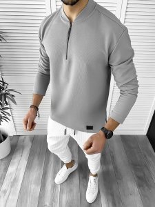 Bluza barbati gri asimetrica 768 33-3