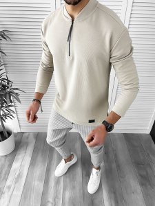 Bluza barbati bej asimetrica 768 33-4.3