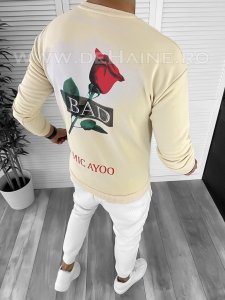 Bluza barbati bej cu imprimeu pe spate K141 N1-1.3 E 123-3