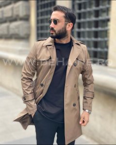 Palton barbati de toamna maro slim fit B3825 e 28-3