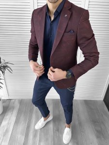 Sacou barbati slim fit grena 10117 E 45-1*