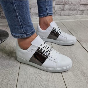 Adidasi barbati casual albi cu argintiu R125 99-2 E/ A31-2