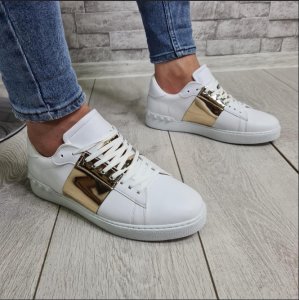 Adidasi barbati casual albi cu auriu R125 99-3 E