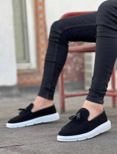 Mocasini barbati negri cu talpa alba 10131 97-3