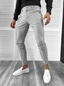 Pantaloni barbati eleganti gri deschis 7144 O3-3