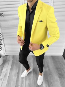 Sacou barbati slim fit galben 10200 E 46-3