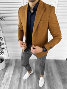 Sacou barbati slim fit maro 10203 E 47-3