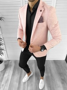 Sacou barbati slim fit roz 10199 E 47-4