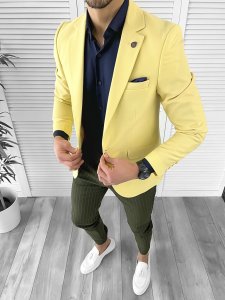 Sacou barbati slim fit galben 10269 E 48-1