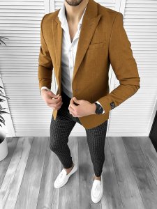 Sacou barbati slim fit maro 10270 E