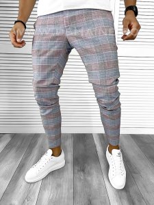 Pantaloni barbati casual regular fit in carouri B8496 E 7-4