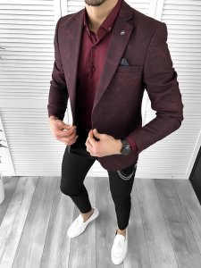 Sacou barbati slim fit grena 10326 E