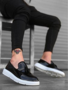 Mocasini barbati negri cu talpa neagra 10401 A36