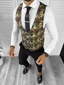 Vesta barbati slim fit camuflaj cu defect E1405