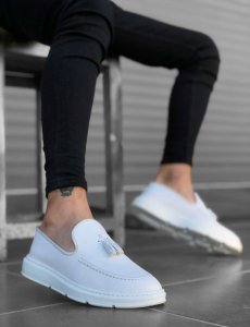 Mocasini barbati albi cu defect 1437 A31-2