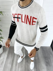 Pulover barbati gros slim fit bej ZR T3609 I14-5*