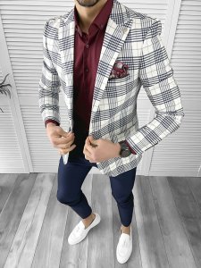 Sacou barbati slim fit in carouri 715