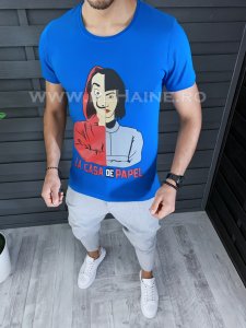 Tricou barbati slim fit albastru B1278 P0-4.1