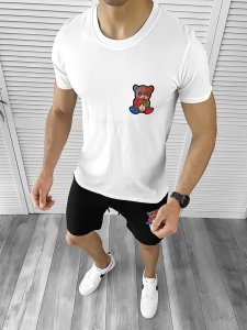 Trening barbati alb/negru pantaloni + tricou 10591