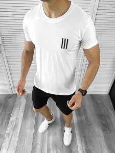 Trening barbati alb/negru pantaloni + tricou 10588