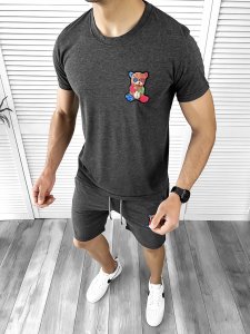 Trening barbati gri inchis pantaloni + tricou 10591