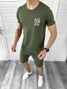 Trening barbati kaki pantaloni + tricou 10590