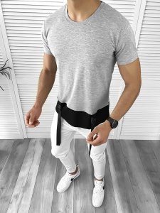 Tricou barbati slim fit gri B1957 V1-2.1 2