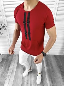 Tricou barbati rosu slim fit Vagabond B1955 K7-2.3