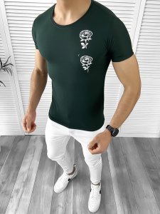 Tricou barbati slim fit kaki ZR 10605 P15-5.3