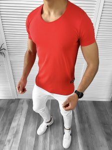 Tricou barbati slim fit rosu ZR 10608
