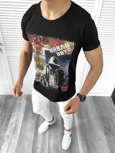 Tricou barbati slim fit negru ZR 10610 P3-5.2