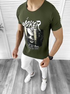 Tricou barbati kaki slim fit B1703 P14-5.3