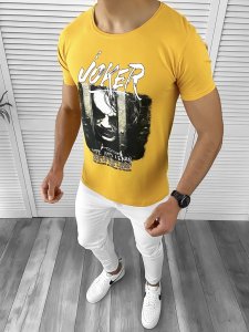Tricou barbati slim fit mustar B1703 P13-1
