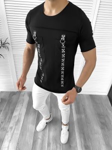 Tricou barbati slim fit negru B1969 K3-1