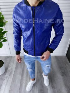 Geaca barbati albastra piele ecologica B3009 Q1-1