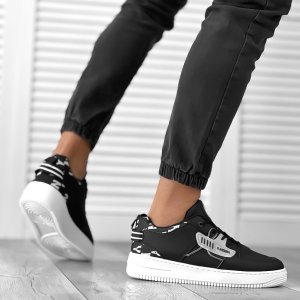 Adidasi barbati negri cu imprimeu R868