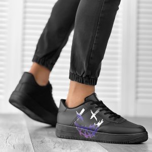 Adidasi barbati negri cu imprimeu R862