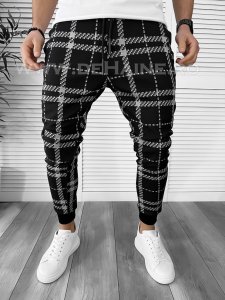 Pantaloni de trening negri conici K420 P19-1.1