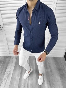 Camasa barbati slim fit bleumarin 11621
