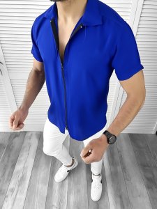 Camasa barbati slim fit albastra cu mic defect DEF96 O5-2.3