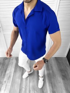 Camasa barbati slim fit albastra CU MIC DEFECT DEF97 O5-2.3