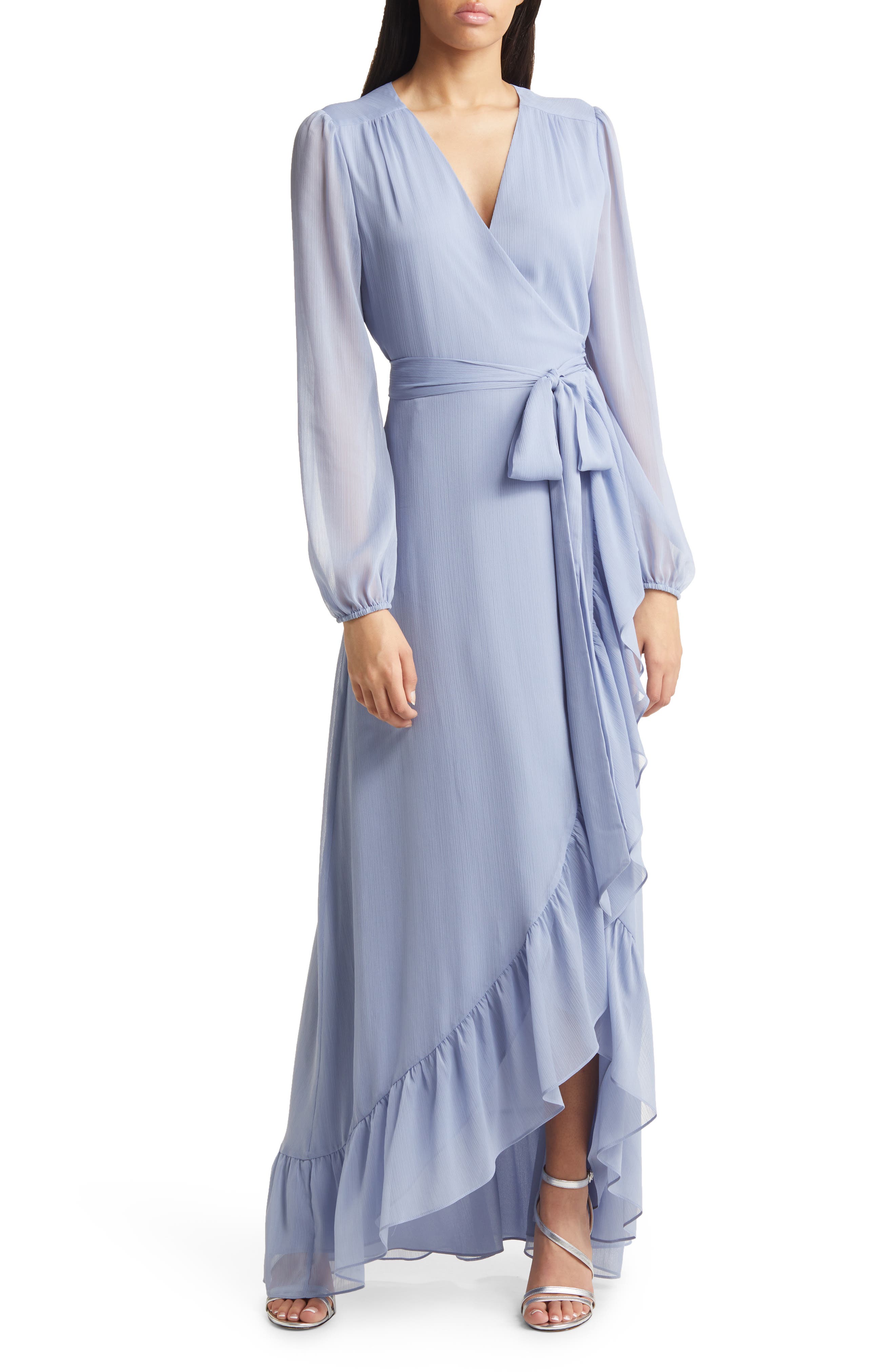 Meryl Long Sleeve Wrap High/Low Gown Profile Picture