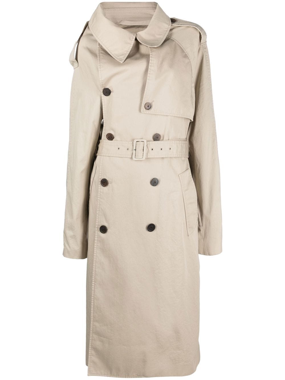 asymmetric off-shoulder trench coat Profile Picture