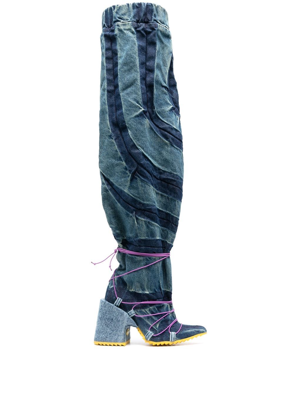 100mm ruched-effect denim boots Profile Picture